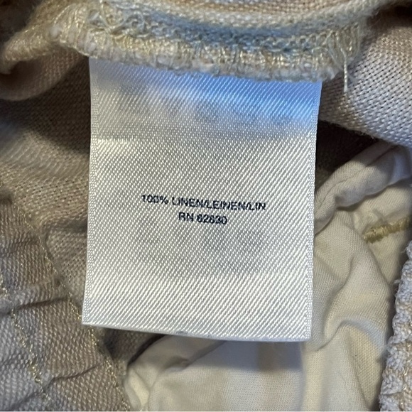 Lands End Pants Womens 14 Tan Linen Pull On Cropped Paper Bag Elastic Waist - Picture 4 of 9